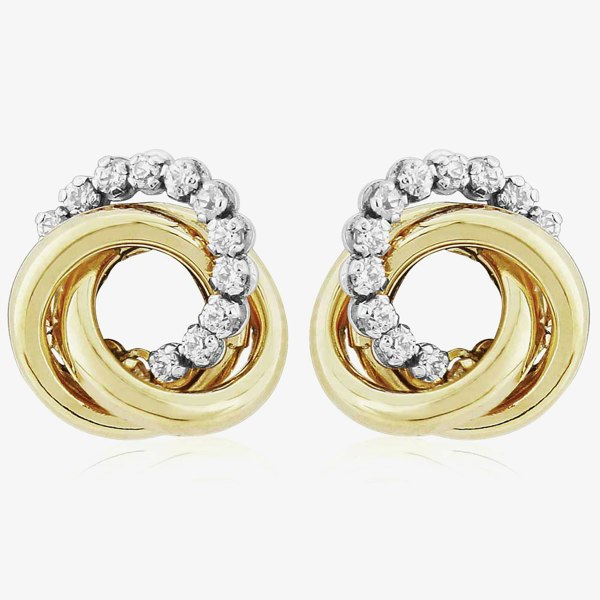 T. H. Baker 9ct Cubic Zirconia Open Knot Studs SE569