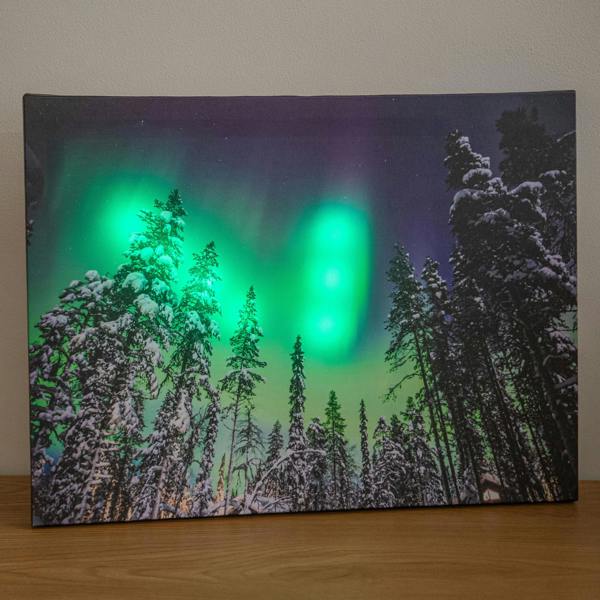 Samuel Alexander 40 x 30cm Battery Powered Light Up Christmas Wall Art Aurora Canvas