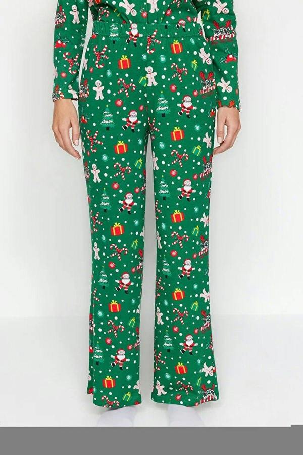 WOVCOR 2-Piece 100% Cotton Christmas Themed Knit Pajama Set