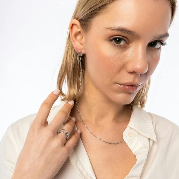 Spero London Paperclip Link Chain Sterling Silver Necklace Layering Set