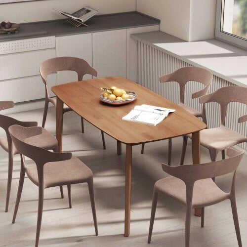 Wyld Haus Graspette Solid Wood Light Brown Rectangular Dining Table