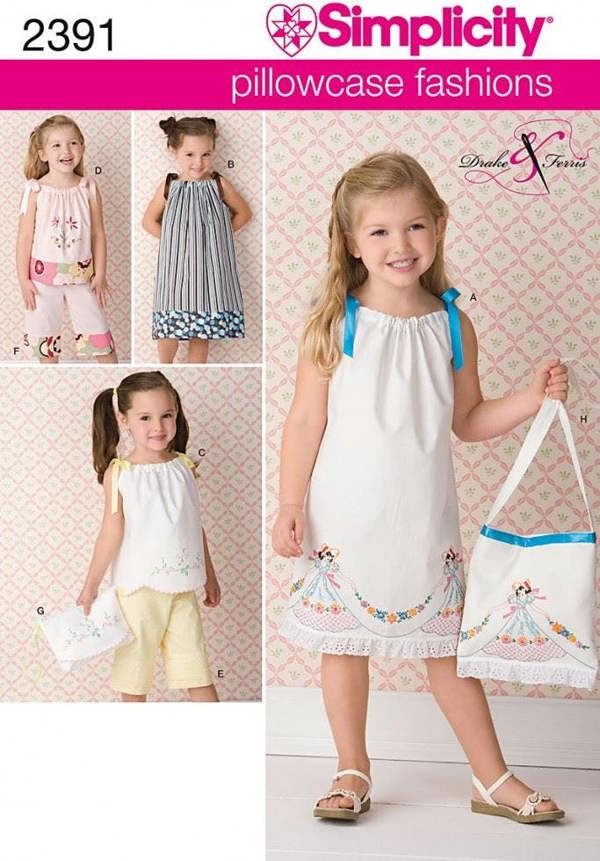 Simplicity Sewing Pattern 2391, Bags, Dresses, Trousers, Tops for Kids, Ages: 3-4-5-6-7-8 - Easy