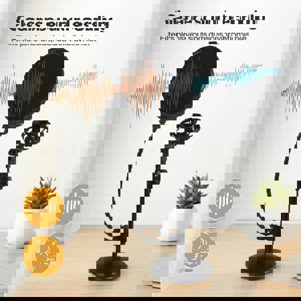 Levede Desktop Microphone Stand Adjustable Mic Clip Desk Pop Filter Shock Mount