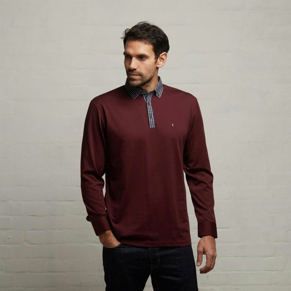 Gabicci G53Y03 Mens Long Sleeve Plated Jersey Polo Shirt Gabicci Classic - BERRY