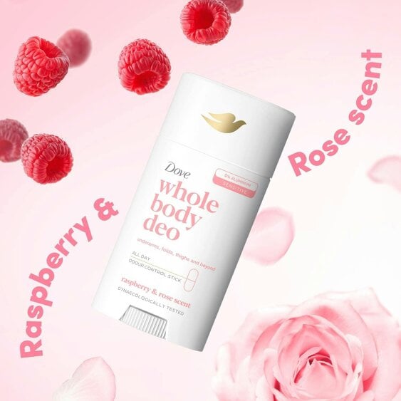 Dove Whole Body Deodorant Stick Long Lasting Fresh Raspberry & Rose, 75ml