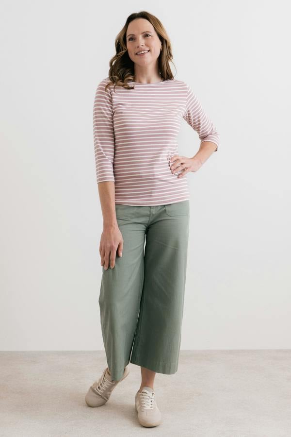 Lily & Me Monica Striped Organic Cotton Jersey Top Soft Pink