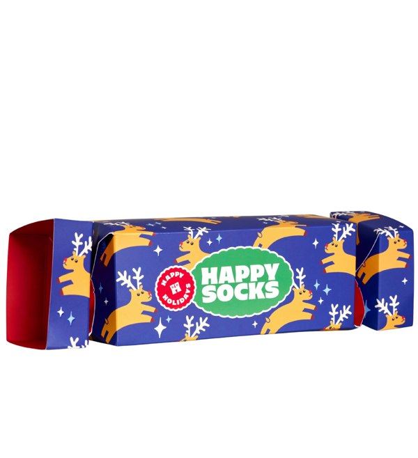 Happy Socks 4-Pack Christmas Crackers Socks Gift Box, Red/white/blue