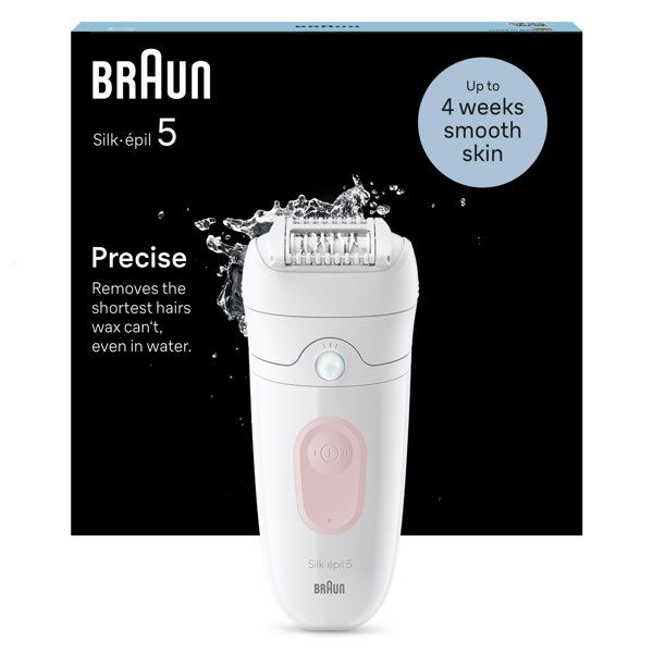 Braun Silk-epil 5, Epilator For Easy Hair Removal, Lasting Smooth Skin, 5-000 - White/Flamingo