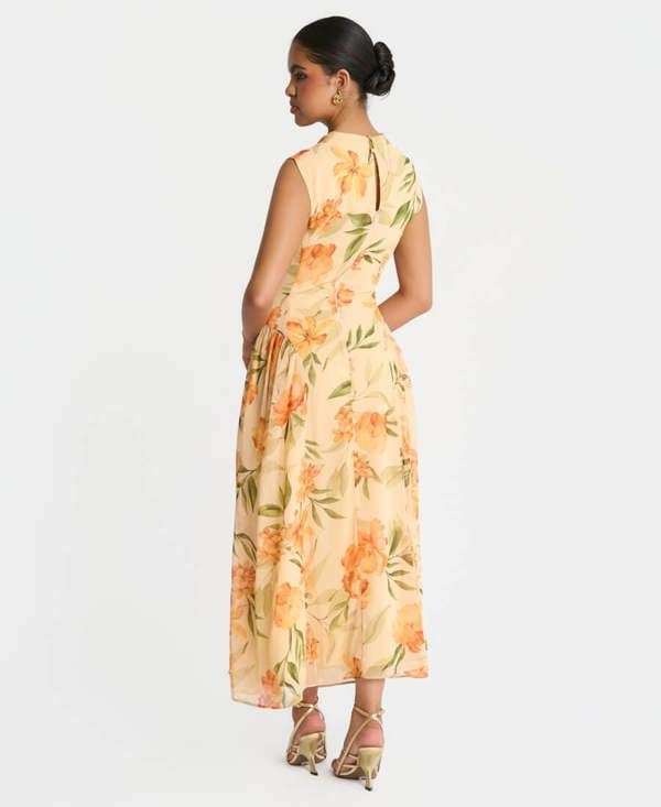 Needs No Label Yellow Floral Midaxi Dress