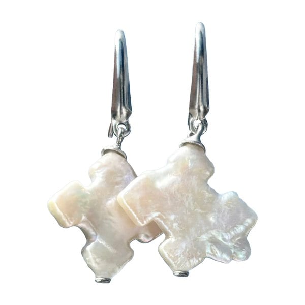 LENAE Claudia Puzzle Baroque Pearl Earrings - Sterling Silver