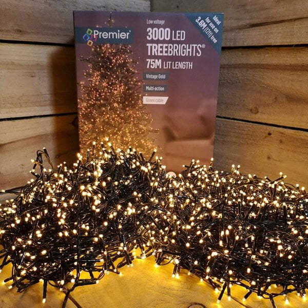 Samuel Alexander 3000 LED 75m Indoor Outdoor Christmas Multi Function Mains Operated String Lights with Timer in Vintage Gold