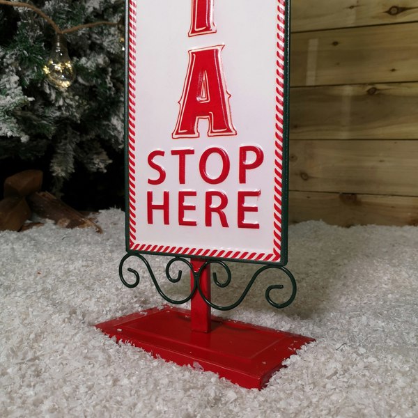 Samuel Alexander 86cm Red and White Santa Stop Here Sign Christmas Decoration