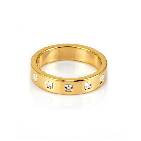 Say It With Half Band Stone Ring - Yellow Gold Plated