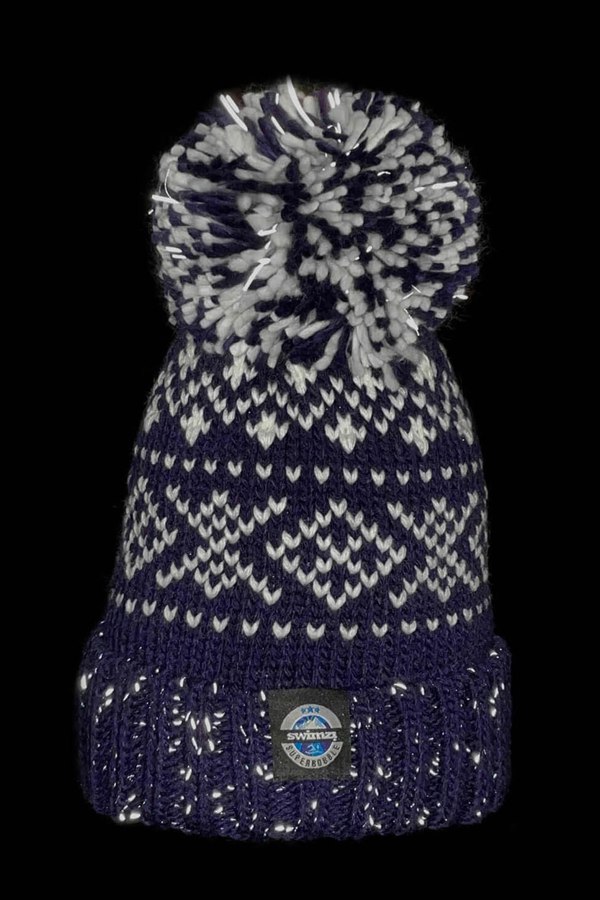 SuperBobble Swimzi Navy Nordic Knit Beanie Hat