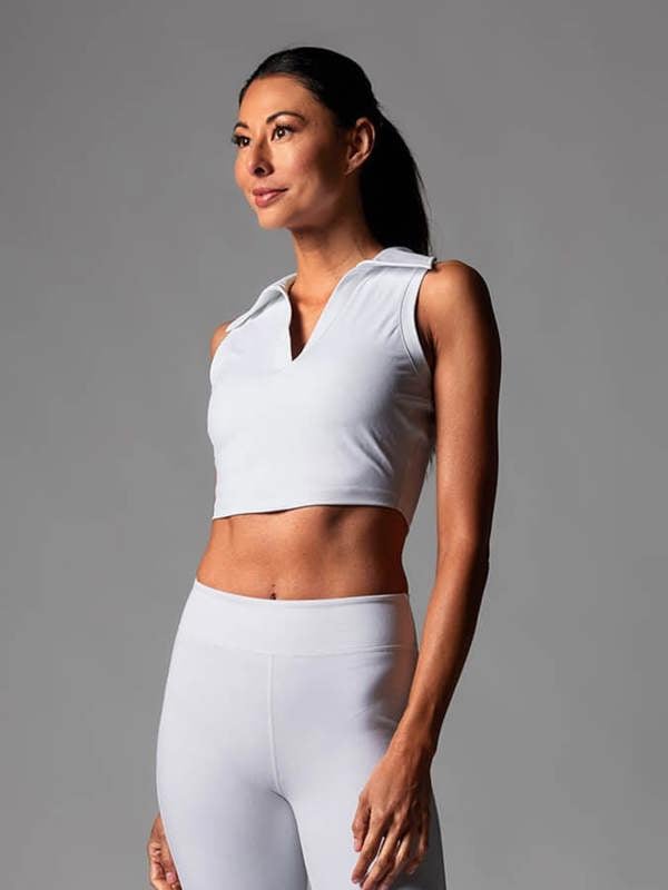 Tavi Polo Tank Top - White Floral