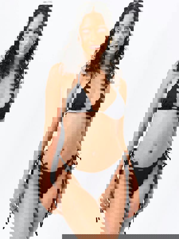 Gini London Black Butterfly Detail Triangle Bikini Top