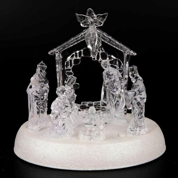 20cm Christmas Pre-Lit LED Musical Nativity Scene Acrylic Sculpture Battery Operated Light Up Xmas Tabletop Home Decorations image 4