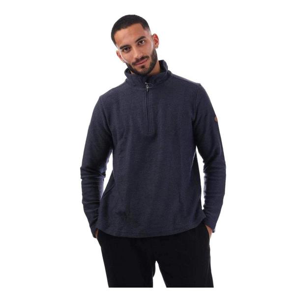Trespass Mens Textured Knit Half Zip Fleece Top - Navy - 