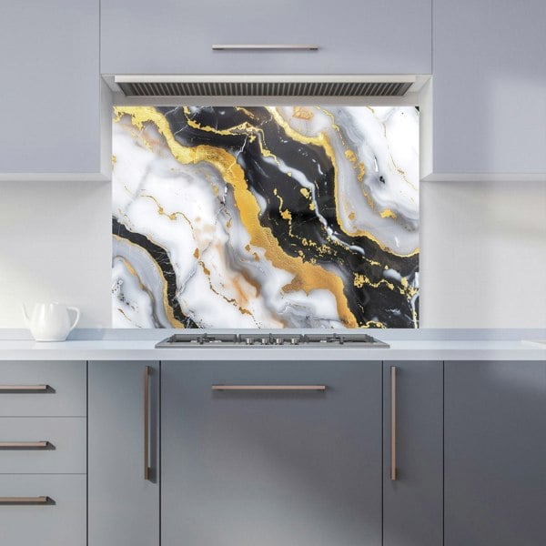 Warren Reed - Designer White Backed With Gold Marble Effect Kitchen Splashback