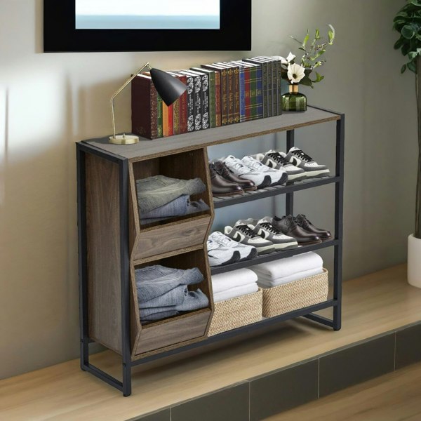 Rafaelo Mobilia 3 Tier Shoe Rack With Open Shelves