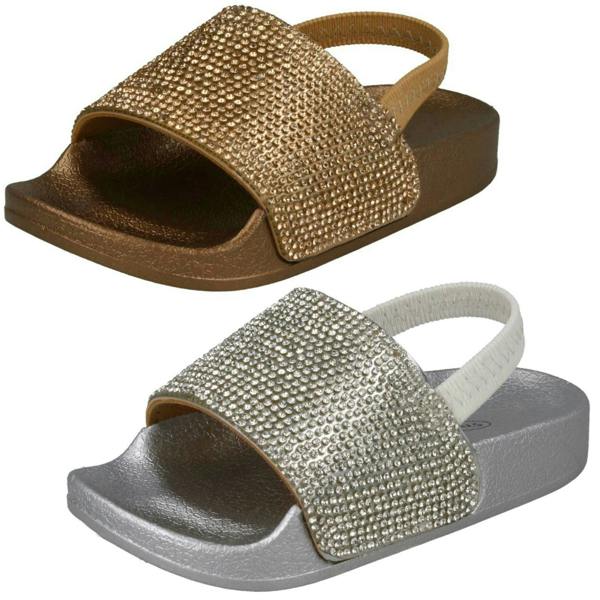 Spot On Girls Spot On Elasticated Diamante Sliders H0312