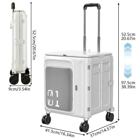 Havendro Folding Storage Box Trolley Cart Wheels Collapsible Container Home Camping Beige