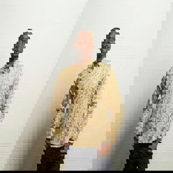 Gabicci V55GW06 Mens Brodie Long Sleeve Printed Woven Shirt Gabicci Vintage - GOLD