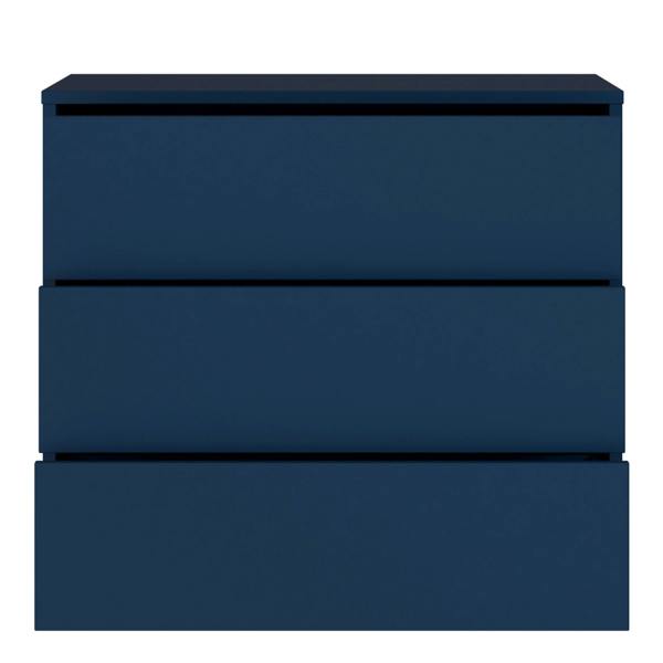 Alice Springs 3 Drawer Chest with Push-to-Open Drawers in Night Blue and White