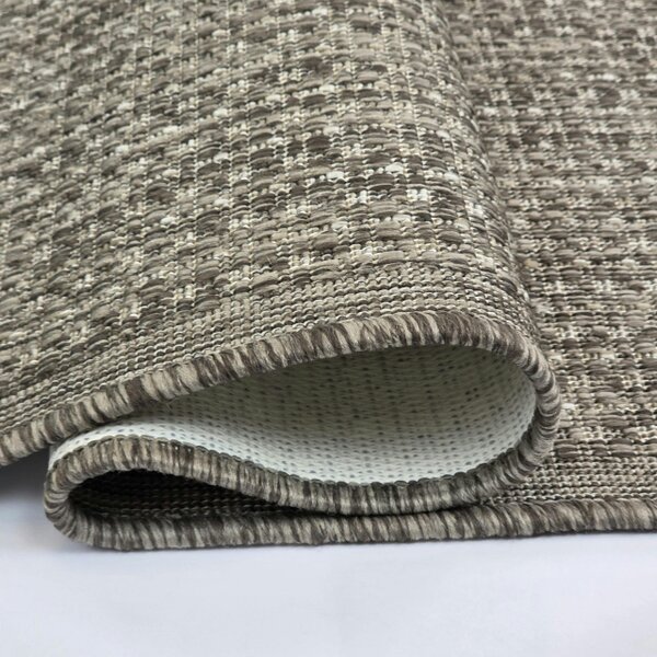 Viva Rugs Taupe Brown Plain Runner Rug Non-Slip Flat Weave Kitchen Hallway Carpet