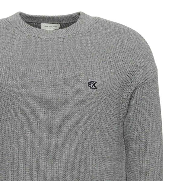 Calvin Klein Mens Waffle Crew Neck Jumper - Medium Grey - 