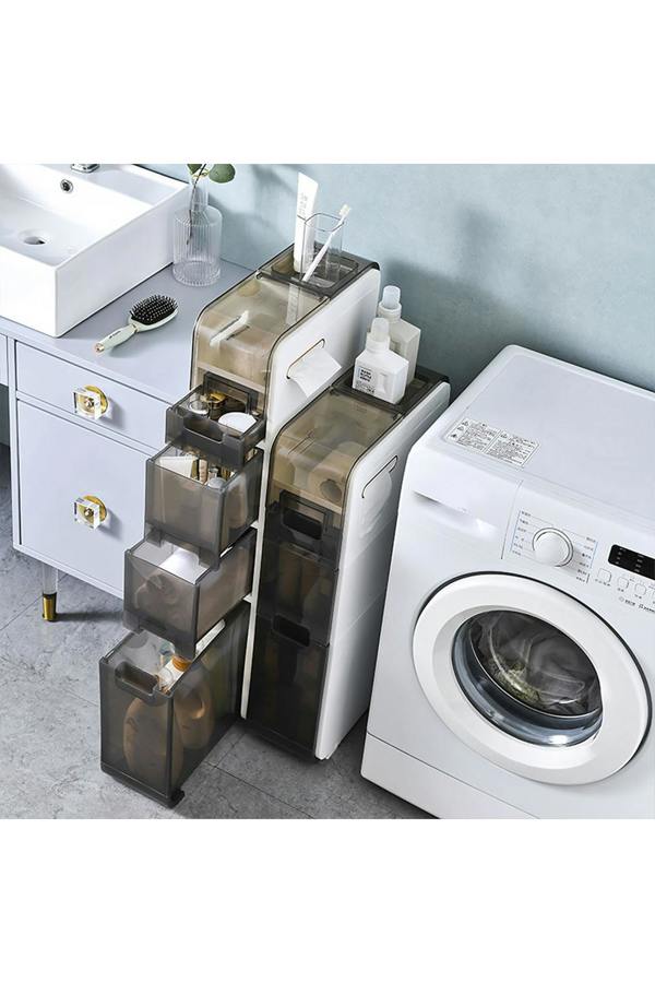 Living and Home 3-Tier Narrow Bathroom Storage Cabinet with Drawers & Wheels
