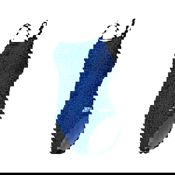 Arena Snakeskin Challenge Back Swimsuit in blue crocodile pattern with black trim