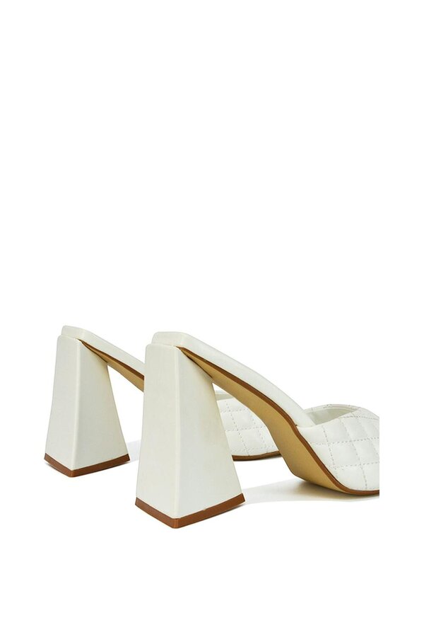 XY LONDON Quilted Square Toe Sculptured Flared High Heels