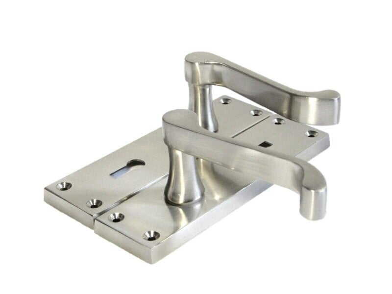 EDH Door Hardware Satin Nickel Victorian Scroll Lock Door Handles + 3 Lever Mortice Sash Lock Set1