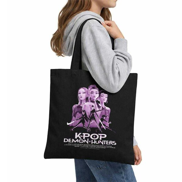 K-Pop Demon Hunters Billboard Poster Reusable Tote Bag - Black