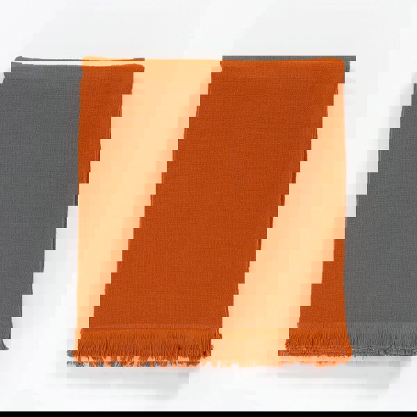 plain linen and cotton blended blanket, orange