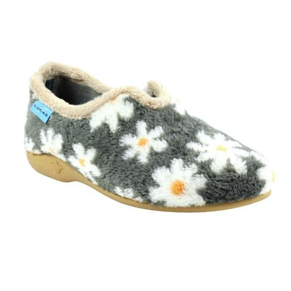 Lunar Womens/Ladies Daisy Slippers - Grey - 