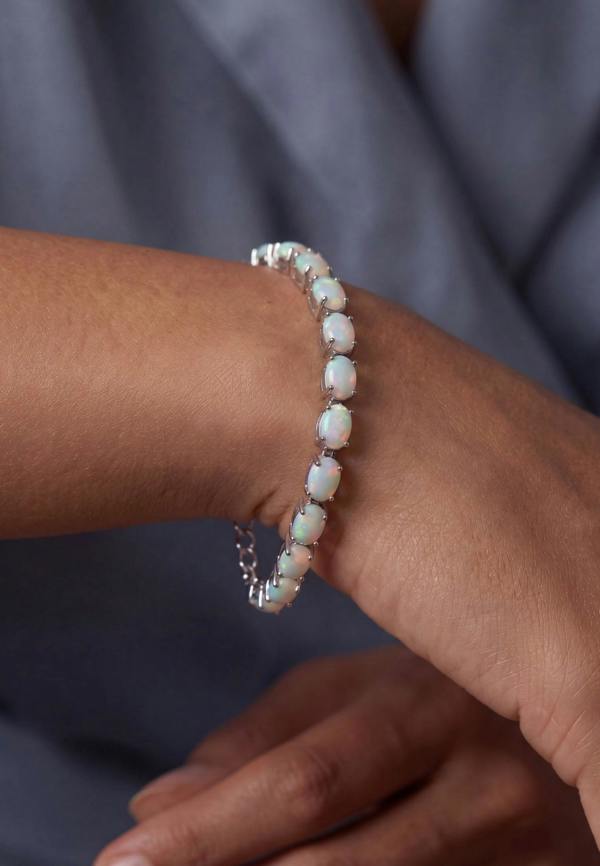 Latelita White Opal Tennis Bracelet Silver