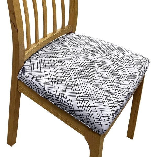 Anyseat Chair Cover Grey Random Lines Print Stretch Seat Cover for Home Dinning Kitchen Washable Removable