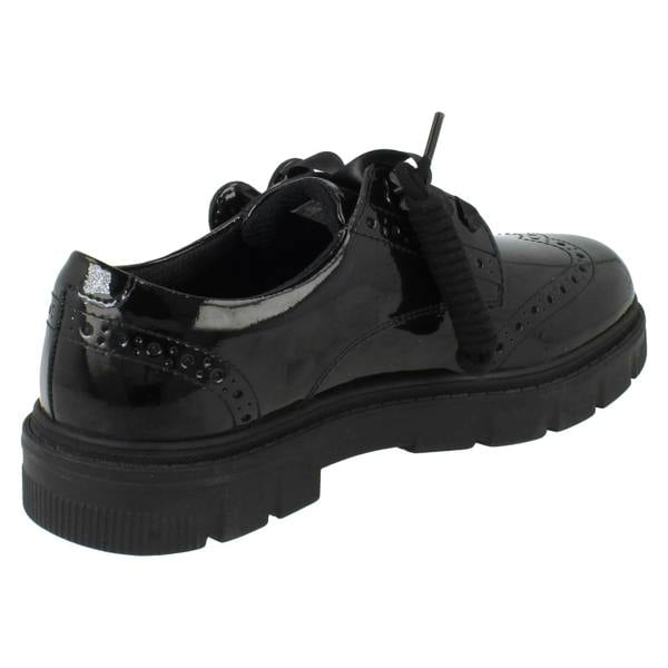 Clarks Girls Clarks Leather Removable Heart Charm Brogue Lace Up School Shoes Lorcam Lace