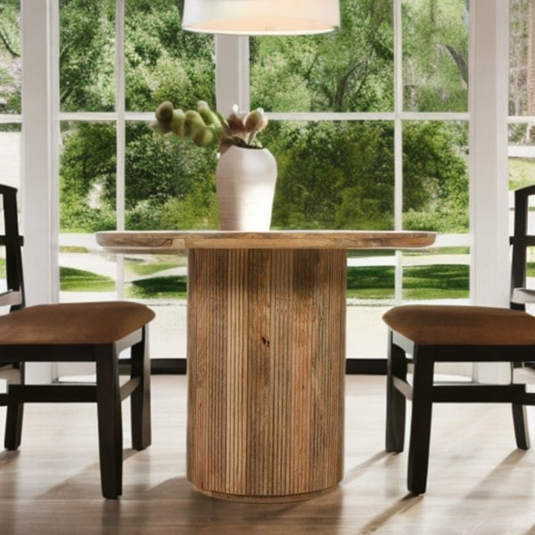 IH Design Niles Natural Solid Wood Round Dining Table
