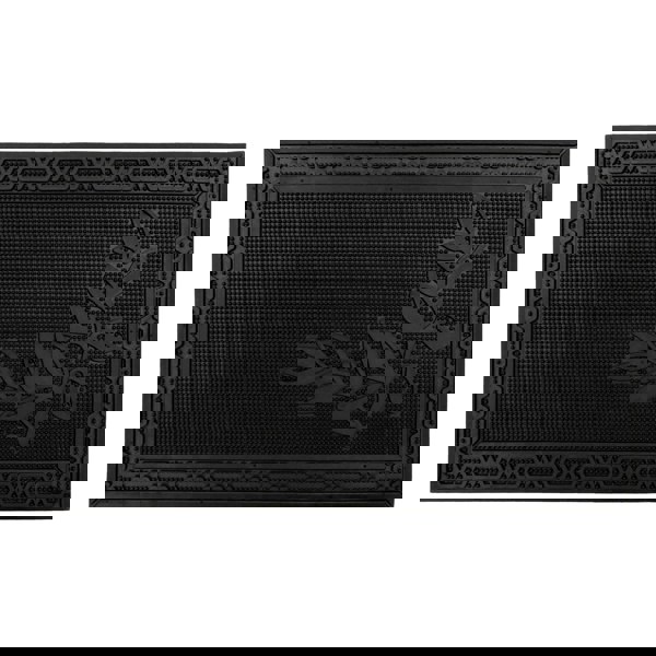 JVL Foliage Scraper Rubber Pin Doormat, 45x75cm, Black