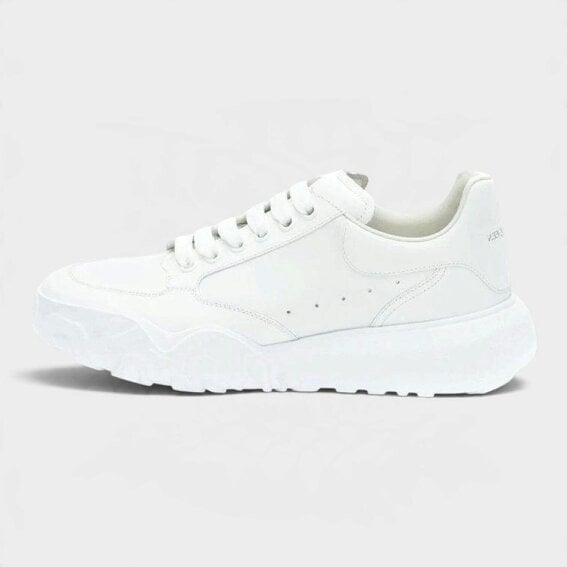 Alexander McQueen Logo Court Trainers White Leather