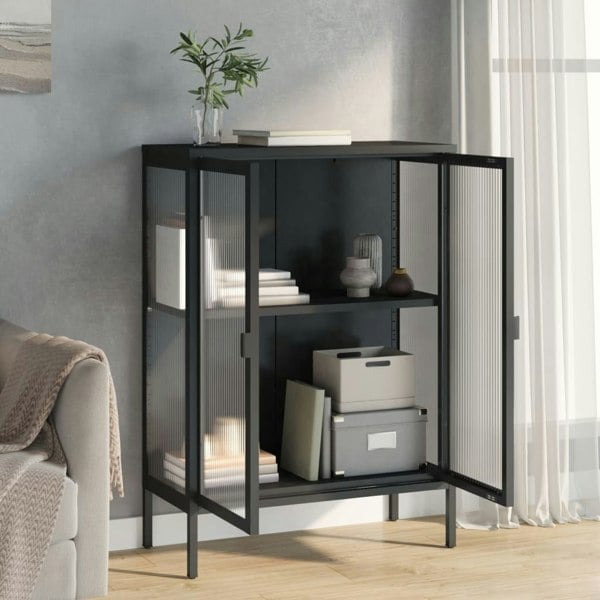 Berkfield Sideboard Black 75x35x105 cm Glass and Steel