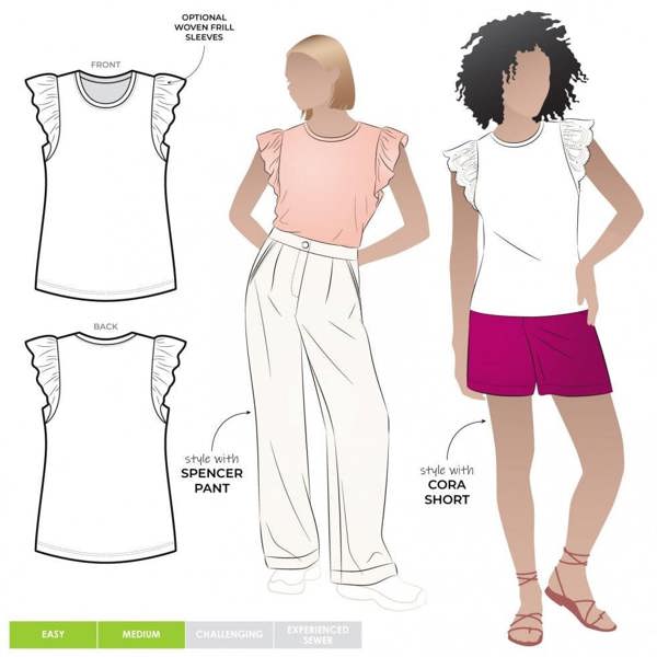 Style Arc Sewing Pattern Petal Knit Top - Tops for Women - Intermediate