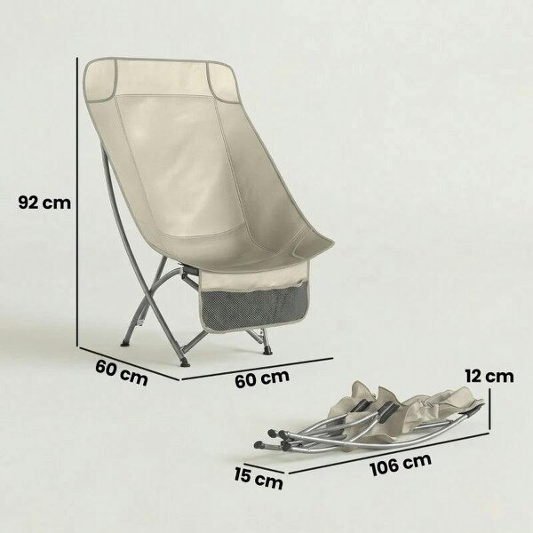 Camping Chair for Adults Heavy Duty Folding Camp Chair with Side Pocket and Carry Bag Khaki