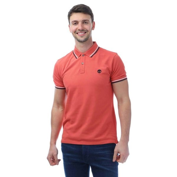 Timberland Mens Oyster River Logo Polo Shirt - Pink