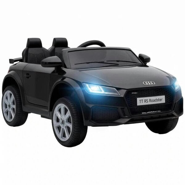 12V Audi TT RS Licensed Electric Car, Electric Ride On Toy with Remote Control, Dual Motors, 4-Wheel Suspension, Black