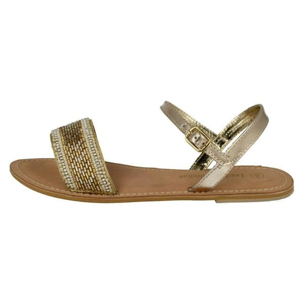 Spot On Ladies Spot On Leather Collection Beaded Sandals
