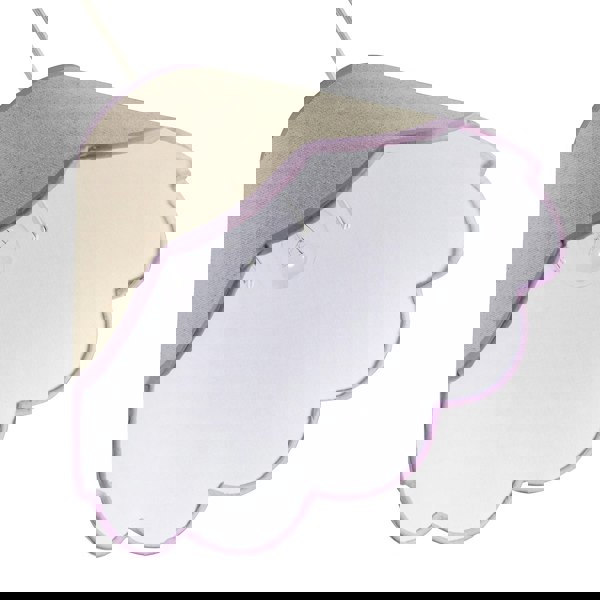 Scallop Edge Natural Textured Linen Coolie Lamp Shade with Lilac Trims Image 3